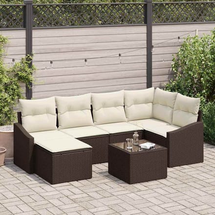 vidaXL Bankstel 7 st Bruin poly rattan