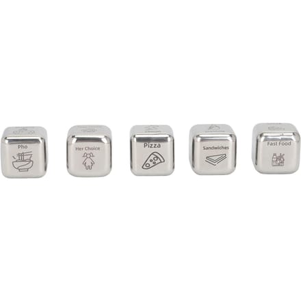 Lot de 5 dés de table amusants en acier inoxydable, pour la Saint-Valentin et l'anniversaire white