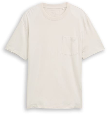Tom Tailor Denim - Relaxed fit T-shirt met borstzak - Maat S - greyish white