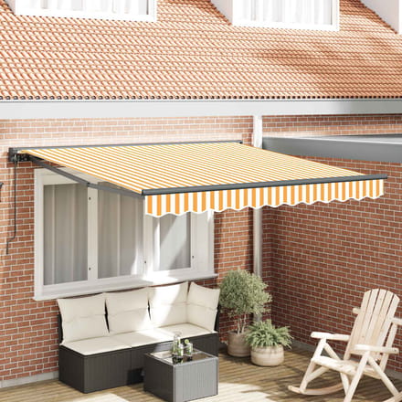 vidaXL Zijde Frame Geel en Wit 300 x 250 cm Polyester met PU-coating