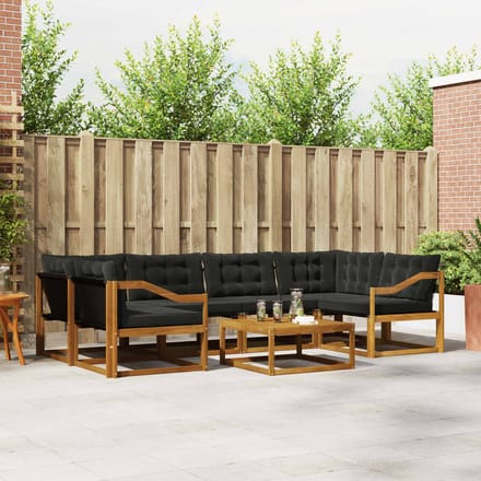 vidaXL - Buiten - bank - set - 7 - st - Naturel - en - Zwart