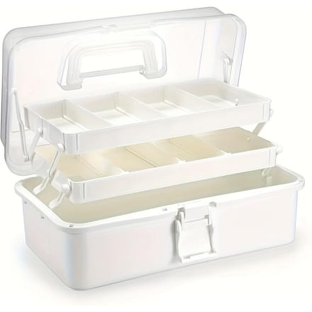 3-laags Plastic Verdeelbare Opbergdoos Knutsel Organizer En Opberging Met Verstelbare Scheidingswanden Draagbare Handgreep Kunstbenodigdheden Organizer