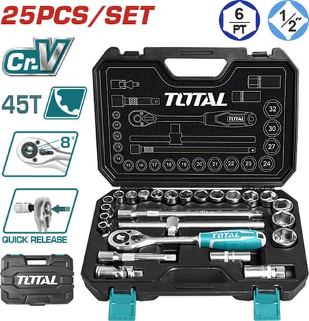Total Tools Doppenset 1/2'' - 25 delig
