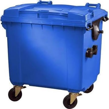 4 wiel afvalcontainer 1100 liter blauw