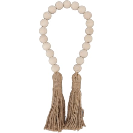 Natuurlijke Houten Kralen Slinger Handgemaakt Wanddecoratie met Kwastjes voor Cadeaus Sieraden beige