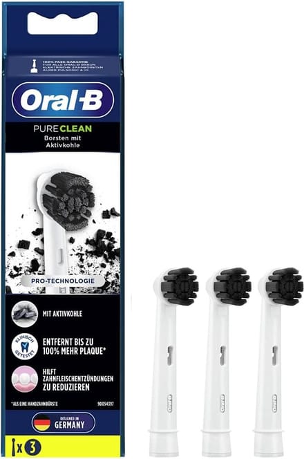 Oral-B Pure Clean Charcoal Opzetborstels - 3 stuks