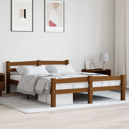 vidaXL - Bedframe - massief - grenenhout - honingbruin - 140x200 - cm