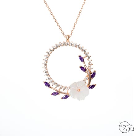 OZ Jewels – Magnolia Kroon Ketting – Roségoud – Amethist – Dames