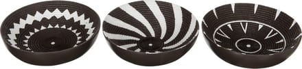 J-Line Kom rond patroon D18x6cm - Set van 3 - Zwart/Wit