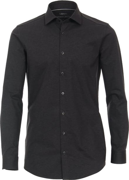 VENTI modern fit overhemd - jersey - antraciet - Strijkvriendelijk - Boordmaat: 43