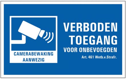 Verboden toegang camerabewaking sticker 320 x 200 mm
