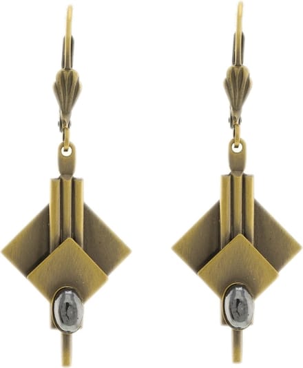 Behave - Dames oorbellen - Oud goudkleur retro art deco - 3 cm chic
