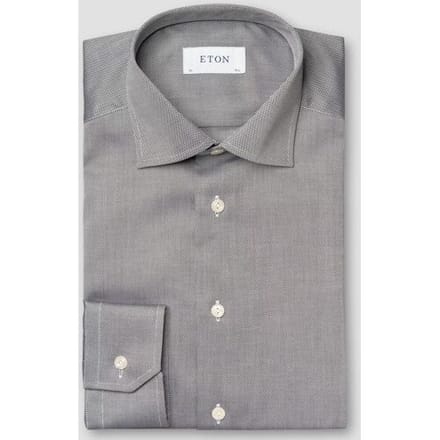 Eton Overhemd Slim Cutaway Pinpoint Oxford Zwart / male