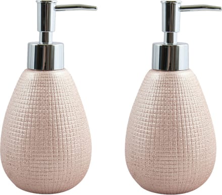MSV Zeeppompje/dispenser - 2x - Shanghai - keramiek - rose goud - 8 x 17 cm - 260 ml