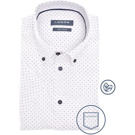 Ledûb Overhemd Allover Fine Dot Star Pattern Short Sleeve Wit-Navy / male