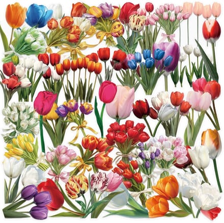 Meer Leuks - Transparante Stickers Tulpen - 50 stuks - Tulp Sticker