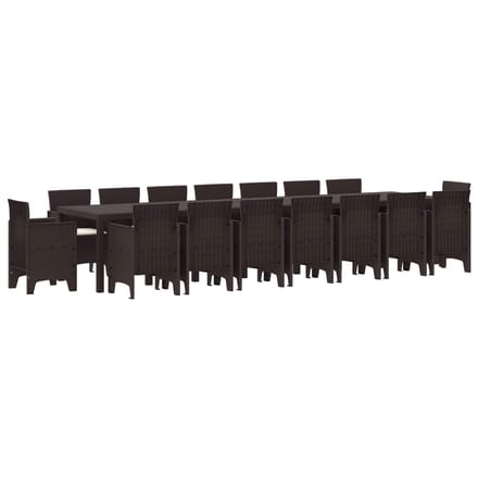 vidaXL - Tuin - eettafelset - met - kussens - 17 - st - Bruin - PP