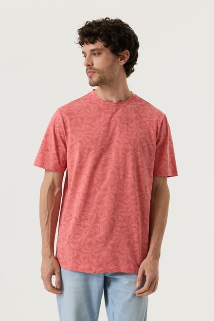 GARCIA Heren Print T-shirt Roze Korte mouw