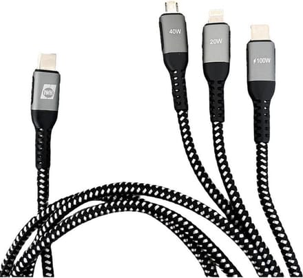 IWH 019057 USB-laadkabel USB-C, USB-micro-A bus, Apple Lightning stekker 1.20 m