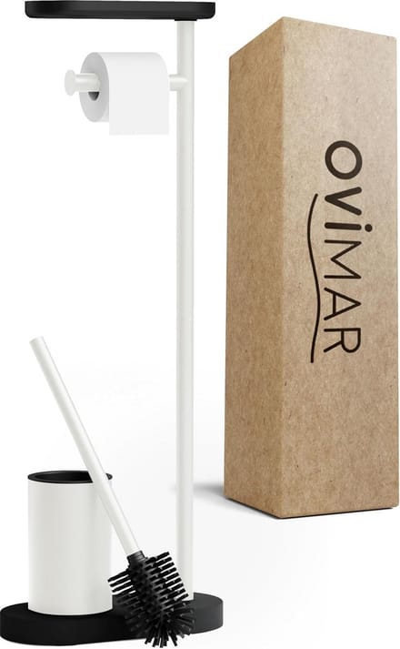 Toiletset met Houder - Badkamer Organizer - Netjes opgeruimd - Met telefoonplankje - 25 x 12 cm - Wit