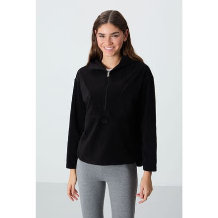 Overmaatse Pluche Halve Rits Hoodie Sweatshirt