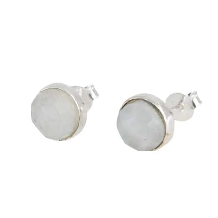 Studs oorbellen geboortesteen juni maansteen facet - zilver