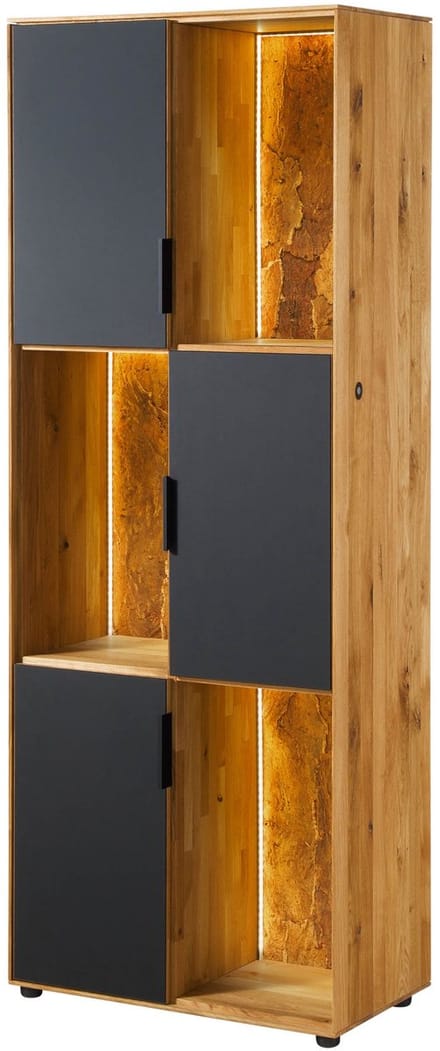 MASSIVMOEBEL24.DE wilde eik rek blank massief hout 76x43x203 cm geolied deels gemonteerd LINDAU volledig massief #23