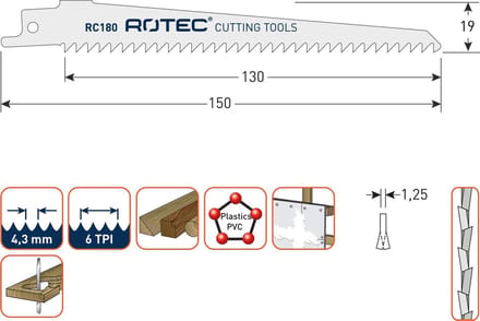 Reciprozaagblad RC180 / 3021/150 (vpe 5)