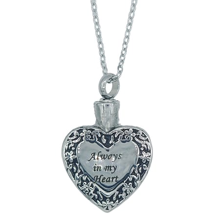 Ketting met Ashanger – Hart met tekst "always in my heart" – Edelstaal – Lengte 50 cm