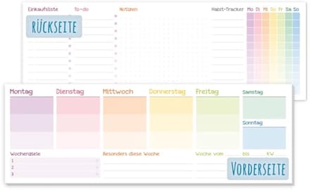 Ongepaste weekplanner zonder datum - Regenboog bureaukalender met 50 vellen - Incl. afsprakenplanner, habittracker en notities