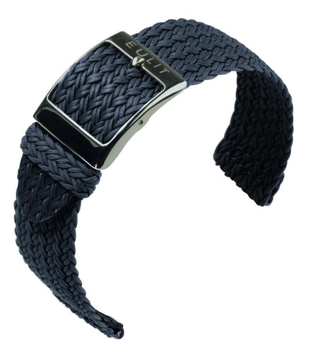 EULIT horlogeband - perlon - 18 mm - grijs - metalen gesp