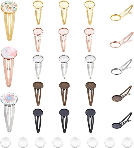 Blanco Haarclips - Haarspeldjes Lade - Doe-het-zelf Haaraccessoires - Inclusief Cabochons - 20 Sets - Gemengde Kleuren