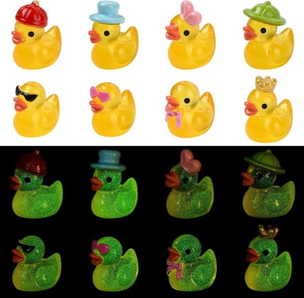 40 Stuks Mini Eend Beeldjes Hars Gloei in Het Donker voor Sprookjestuin en Poppenhuis