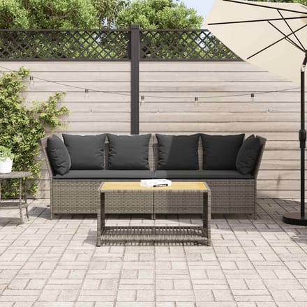 vidaXL - Tuinbank - met - kussens - poly - rattan - grijs