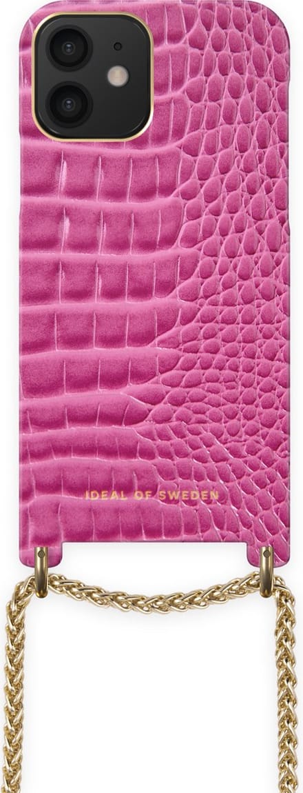 iDeal of Sweden Lilou Necklace Case Fuchsia Croco iPhone 12 / 12 Pro