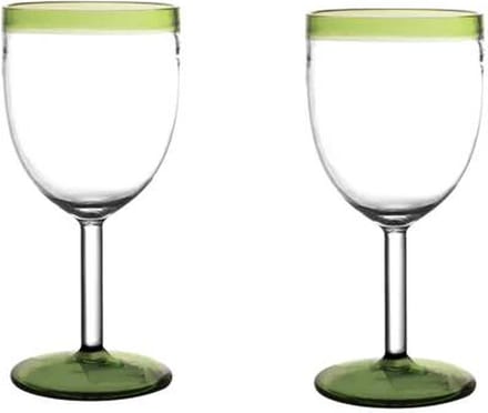 Pomax Tarifa wijnglas borosilicaatglas dia 8 x 17 cm groen set van 2