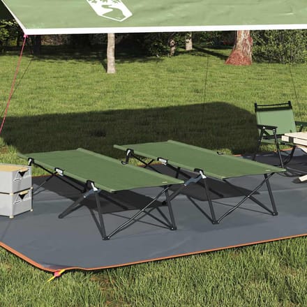 vidaXL Opvouwbaar Camping Bed 2 st Groen 206 x 76 x 74 cm