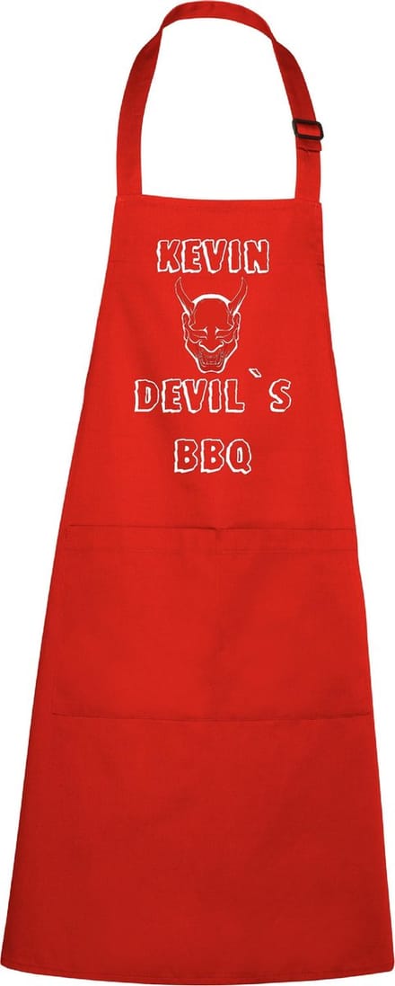mijncadeautje - luxe keukenschort - devil's BBQ - met naam - rood