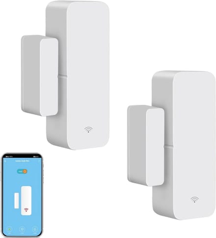 Slimme Draadloze Deursensor voor Raamdetectie - Magnetische Contactsensor met Gratis Meldingen, Compatibel met Alexa en Google Assistant (2 Stuks)