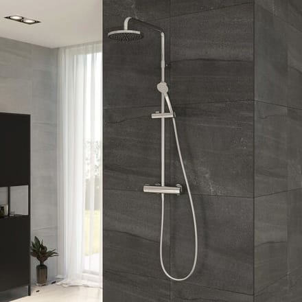 Megabad Profi Collection House thermostatic shower system with overhead shower Ø 20 cm MBTH1D1805