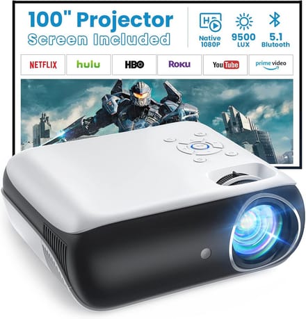 1080P draagbare beamer met Bluetooth en 100 inch scherm voor thuisbioscoop