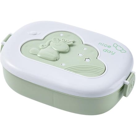 Draagbare Kinder Lunchbox Met Vak Voedselcontainer Plastic Draagbaar Picknick Bento Kantoor Eten Fruit Snackdoos Schattige Thermos white