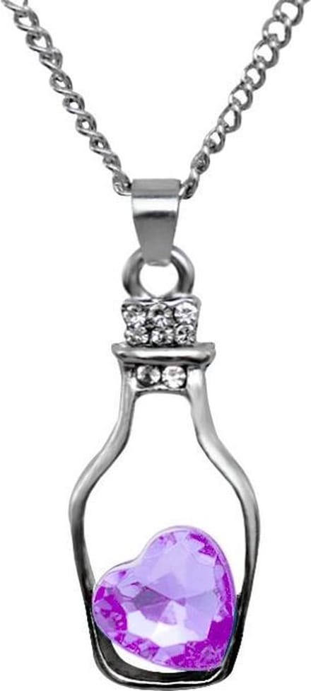 Fako Bijoux® - Ketting - Fles Met Hart - Paars