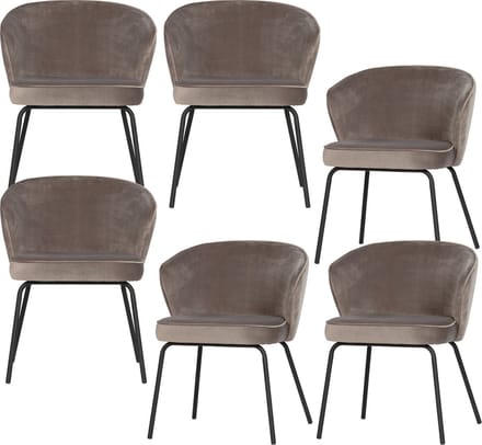 WOOOD Admit Eetkamerstoelen - Fluweel - Khaki - Set van 6
