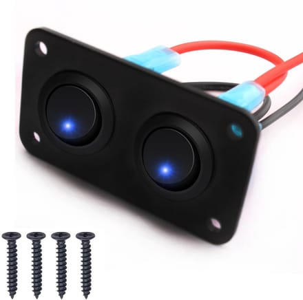 Tuimelschakelaarpaneel met 2 strips en blauwe LED voor Auto, Caravan, Vrachtwagen en Boot