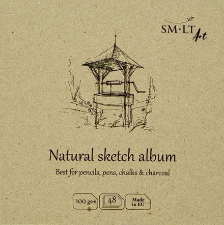 SMLT schetsboek vierkant 14 cm natuurwit 100gr 48 vel FSC papier.