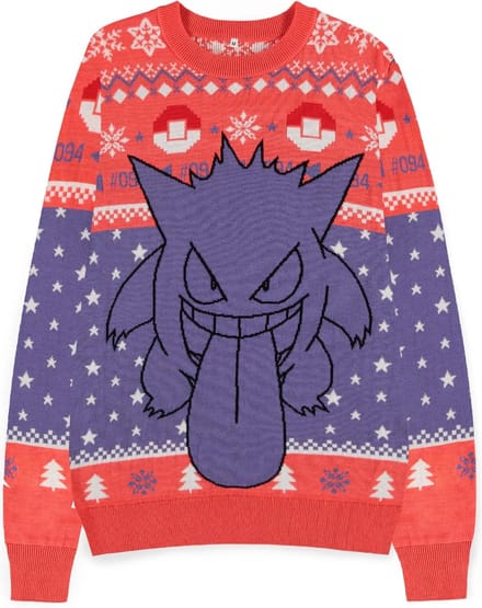 Pokémon - Gengar Kersttrui - S - Roze/Paars