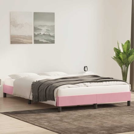 vidaXL - Bedframe - zonder - matras - 160x210 - cm - fluweel - roze