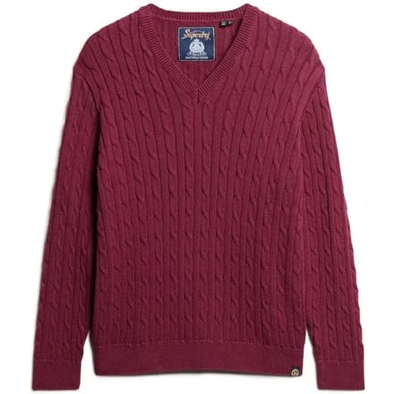 Superdry - Oversized kabeltrui met V-hals - Dames - Sweaters