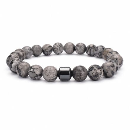 XYZ Goods Armband Heren Map Stone Kralen - Natuursteen - 19cm - Elastisch
